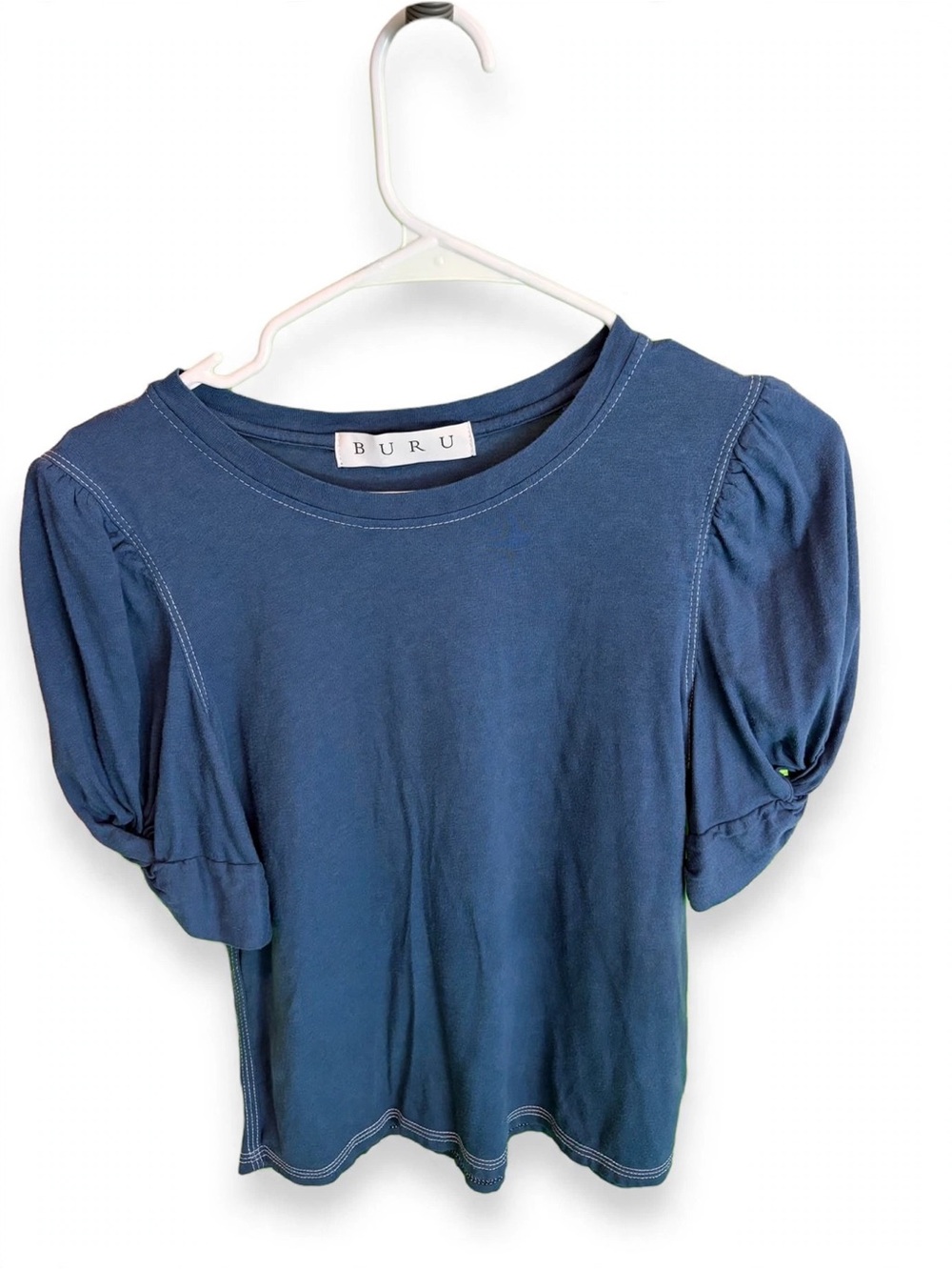 Buru Navy Puff-Sleeve Short Sleeve Tee